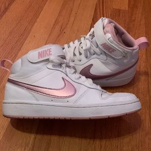 Nike Pink and White Kid Court Borough